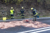 Pkw überschlägt sich auf der B37 und landet am Dach liegend auf der Straße